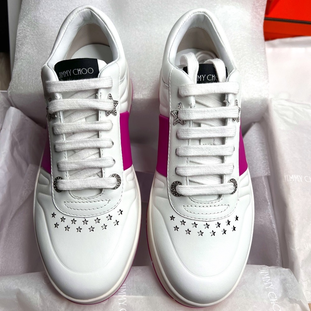 NEW Jimmy Choo White Pink Sneakers Size 36 6US